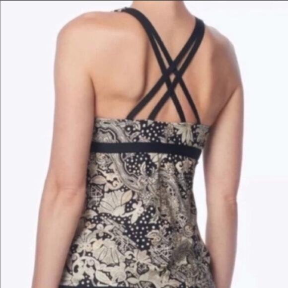 CARMEN MARC VALVO Strappy Brown Black Two Piece Tankini Paisley Printed Swimsuit - Picture 2 of 7